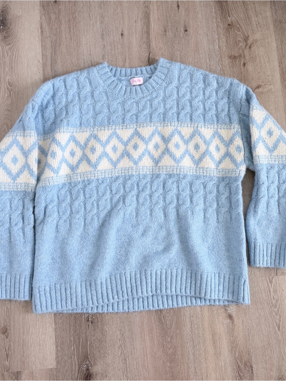 Light Blue Geometric Crewneck Sweater